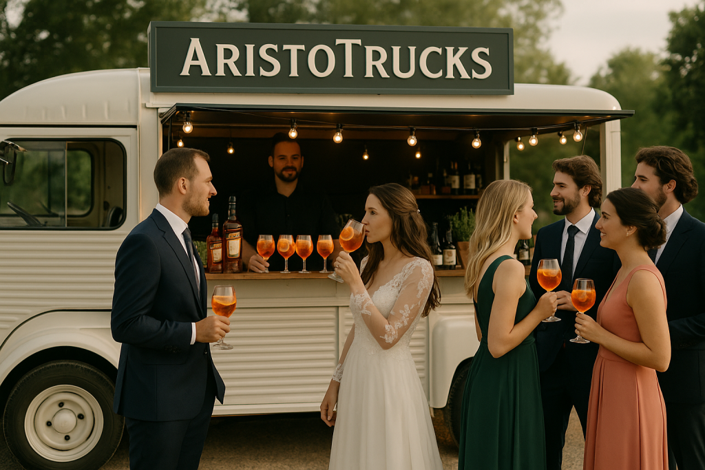 Corner de bebidas espirituosas en food truck para boda